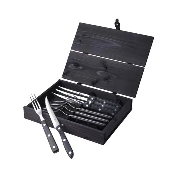 Juego de cubiertos para bistec/parrilla Gense Old Farmer 8 piezas - Negro/acero