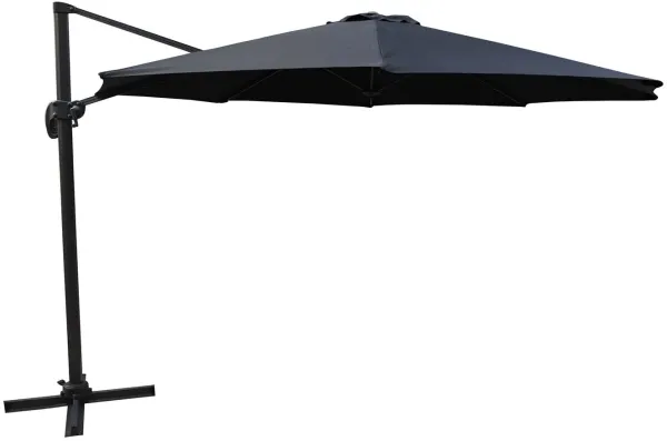 VENTURE DESIGN Leeds sombrilla con inclinación, 3,5 m - tela negra y aluminio
